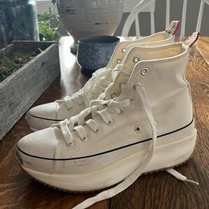 Madden Girl Winona High Top White Sneakers With Rainbow Accent  Women’s